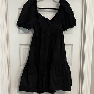 Aritzia Wilfred Black Puff Sleeve Mini Dress